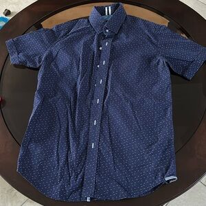 Robert Graham Button Up Dotted Short Sleeve Shirt Blue